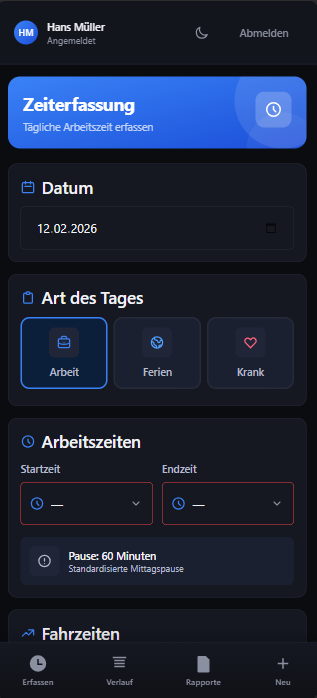 Application mobile chantier — saisie des heures ouvrier